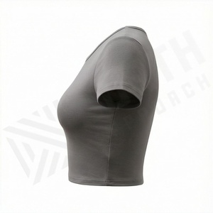 Camiseta Corta de Verano para Mujer, Color Personalizado, Corte Ajustado, Algodón y Poliéster, Cuello Redondo, Top Sexy de Manga Corta - Product Image 3