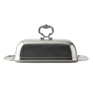 Plat à beurre rectangulaire en acier inoxydable avec couvercle, design classique poli, vaisselle de cuisine - Product Image 3