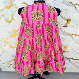 Wild Tiger Screen Print Sleeveless Tiered <b>Dress</b> with Bohemian Flair Lightweight Summer Fabric for Beach Holiday Womens Wear - Product Image 5