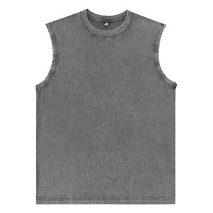 เสื้อกั๊กโอเวอร์ไซส์สีดำฟอกยีนส์สำหรับผู้ชาย ผ้าฝ้าย 95% สแปนเด็กซ์ 5% คอตั้งลำลอง พิมพ์ลายแบบรีดร้อน ระบายอากาศได้ดี - Product Image 4