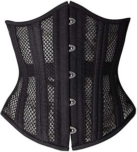 Women's Goth <b>Punk</b> Plus-Size Zipper Leather Lace Corset Shapewear Hip Enhancer Satin Fabric Quick Dry Firm Control Seamless - Product Image 1
