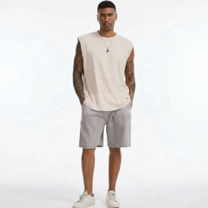 Shorts Bermuda Décontractés pour Hommes en Coton Mélangé Écologique, Respirants, à Séchage Rapide, Taille Mi-Haute Élastique, en Tissu Oxford Tricoté Uni - Product Image 2