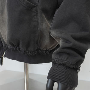 Sweat à capuche noir tendance effet usé et délavé au soleil, en coton French Terry, coupe oversize, délavé à l'acide, personnalisé, avec fermeture éclair, pour homme - Product Image 5