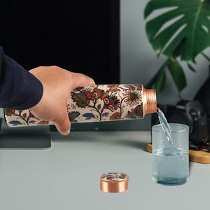 Reine International Durable Resistant 900ml Pure Copper Leak-Proof Eco-Friendly Dishwasher Safe Classic Design Lid Water Bottle - Product Image 1