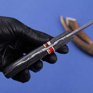 Couteau de chasse à lame fixe en acier 12c27, finition Acid Etch, pointe tombante, manche en résine de qualité industrielle, couteaux de chasse personnalisés OEM - Product Image 2