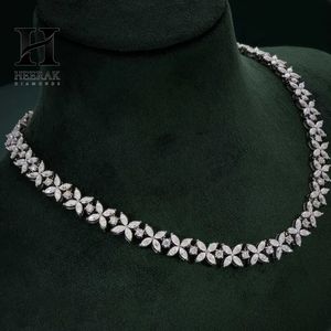 Collar de tenis floral con diamantes marquesa para mujer, de oro blanco de 14K, gargantilla de flores en racimo, moissanita, joyería nupcial botánica - Product Image 2