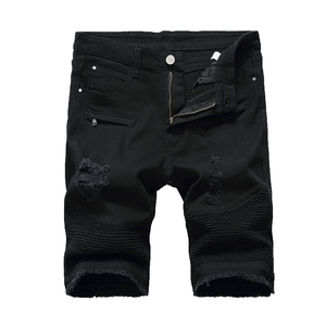 Shorts en jean droits pour hommes, personnalisés, de haute qualité, pour l'été, avec poches plaquées, respirants et à séchage rapide, vente en gros OEM - Product Image 1