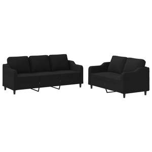 Ensemble de canapés en tissu polyester noir à 100% avec structure en contreplaqué textilène métallique pour salon - Product Image 2