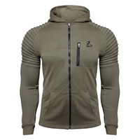 Erkekler İçin Özel Tasarım Örme Kırışmaz Rüzgar Geçirmez Nefes Alabilen Fermuarlı Kapüşonlu Sweatshirt Baskılı Logo Polar Astarlı Ön Cepli