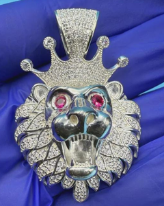 Colgante de León con Incrustaciones de Moissanita, Plata 925, Joyería Hip Hop, Diseño 3D, Colgante de Moda para Hombre - Product Image 1