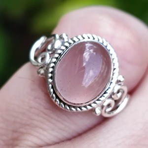 Rose <b>Quartz</b> Oval <b>Ring</b> 925 Sterling Silver Handmade Promise Jewelry for her bezel setting <b>Ring</b> January Birthstone month - Product Image 6