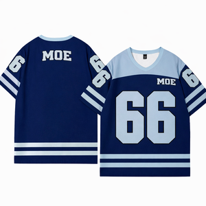 Camiseta de Fútbol Americano Personalizada con Paneles a Rayas, Cuello en V Extra Grande, Malla Transpirable, Mangas Cortas, Ropa Deportiva para Equipos, Proveedor OEM - Product Image 3