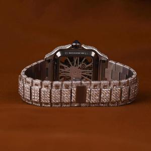 Reloj de Moissanita con Corte Brillante VVS, Cuadrado, Estilo Antiguo, Hip Hop, Lujo, Cuarzo, Moda, Negocios, Esfera de Cristal, Colección - Product Image 5