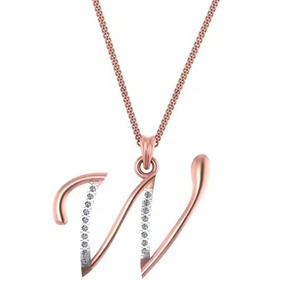 W Letter Moissanite Pendant 925 silver and Gold Filled Channel Set Round Brilliant Cut Unisex Classic Charm - Product Image 1