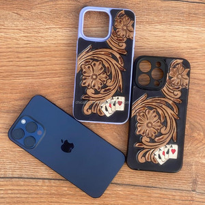 เคสโทรศัพท์หนังแท้สำหรับ iPhone 15 PRO MAX, เคสเล่นการ์ดแบบตะวันตกที่มีตราสินค้าใหม่ตามสั่งสำหรับ iPhone 15 PRO MAX - Product Image 2
