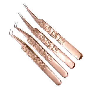 Vente flash : pinces à cils en acier inoxydable à 90 degrés, couleur or rose, avec embout en fibre pour extensions de cils - Product Image 5