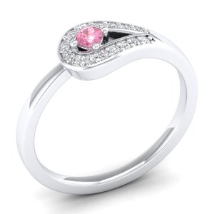 REYES Minimalist 925 Sterling Silver Pink Morganite Gemstone Rings Round Brilliant Cut 0.11 Carat Moissanite Fine Jewelry - Product Image 2