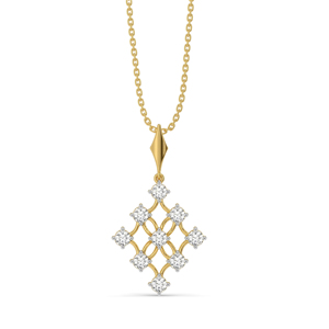 Collier pendentif lettre en or jaune et diamant, taille brillant rond, chaîne maille forçat, style classique, unisexe, pour usage quotidien - Product Image 2