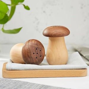 Salière et poivrière rondes en bois pour la table à manger, rangement des assaisonnements et présentation décorative de cuisine - Product Image 2