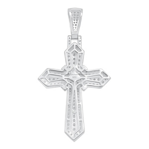 จี้เพชรโมอิสซาไนต์ทรงกลมเจียระไนแบบคริสครอส เงินแท้ 925 ชุบโรเดียม เครื่องประดับฮิปฮอปสำหรับผู้ชาย สไตล์ศาสนา - Product Image 5