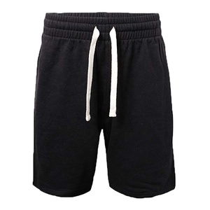 Pantalones Cortos Bermuda de Algodón Negro para Hombre, con Cordón, Casuales, Transpirables, Tejidos, de Color Sólido, Cintura Media - Product Image 1