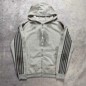 Conjunto de Sudadera con Capucha y Pantalones Deportivos de Punto para Hombre, Personalizado, de Alta Calidad, 100% Algodón Lavado, con Franja Lateral Estampada, Transpirable, Estilo Urbano - Product Image 5