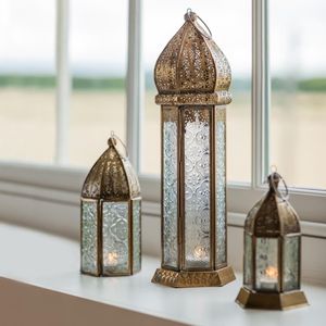 Lanterne marocaine arabe décorative en métal, porte-bougie, lampe suspendue islamique, décoration d'intérieur, cadeau pour le Ramadan et l'Aïd, pour un événement à la maison - Product Image 2