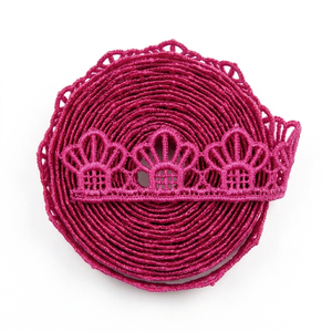 Encaje Guipur Geométrico Rosa Intenso de 15mm, Ecológico y Personalizable, Rollo de 20 Metros para Lazos para el Cabello, Diademas, Bolsos y Manualidades para Bebés - Product Image 3