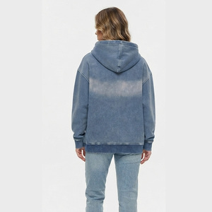 Sudadera con capucha para mujer, personalizada, efecto desgastado, estilo vintage, oversize, lavada, tipo pullover, informal, estilo urbano, de forro polar - Product Image 2