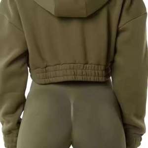 Sudadera con capucha corta de algodón OEM 2026 para mujer, con logo personalizado, estilo urbano, con cremallera, fabricada por TRIOTAKE Industry - Product Image 5