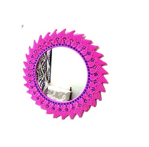 <b>Designer</b> Bedroom Decor Handmade Woven <b>Frame</b> Boho Tapestry Bohemia Indoor Decorative Macrame Mirror <b>Wall</b> Hanging - Product Image 2