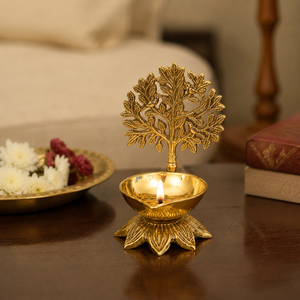 Lámpara de aceite moderna de latón para Puja, pequeña, tipo Diya, de metal, para decoración del hogar, regalo de agradecimiento - Product Image 2