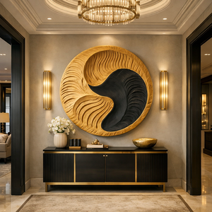 Escultura de Pared Geométrica Abstracta Art Deco, Hecha a Mano en Madera Orgánica de Lujo, Ecológica, Artística y Creativa, OEM/ODM - Product Image 3