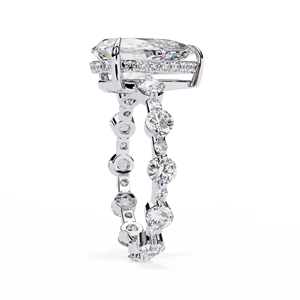 Bague de fiançailles en platine avec diamant taille poire et diamants latéraux, certifiée GIA, bijoux classiques pour femmes - Product Image 2