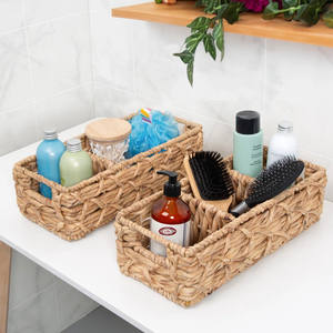 Diseño práctico: Bandejas de almacenamiento de mimbre organizan los artículos en los estantes, bandejas hechas de hierba marina natural tejida. - Product Image 2