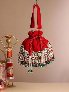 HOW EMBROIDERED BEADED DRAWSTRING Potli Bag Evening Party Handbag Bridal <b>Wedding</b> Purse Jewelry Cosmetics Packaging - Product Image 2