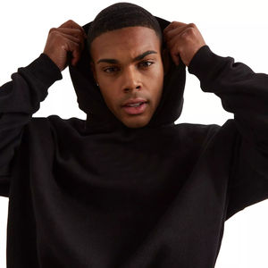 Sweat-shirt à capuche surdimensionné pour homme, noir uni, en coton French Terry, coupe décontractée, pour l'automne - Product Image 5