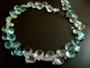 Chaîne de pierres précieuses en aquamarine naturelle multicolores, forme cœur, facettées, 7-8 mm, 10 pouces de long, provenant du Rajasthan, pour la fabrication de bijoux - Product Image 5