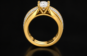Anillo de Boda Ovalado Solitario con Diamante Cultivado en Laboratorio, Chapado en Rodio, Oro Amarillo de 14K, Banda Clásica Tipo Princesa - Product Image 2