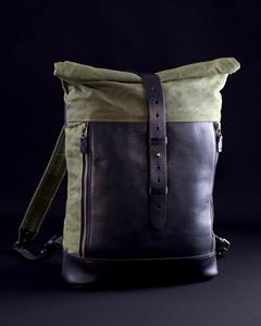 Sac à dos en cuir et toile, cuir véritable, imperméable, style vintage, portable, pour ordinateur portable, haute qualité, vente en gros, marque privée - Product Image 1