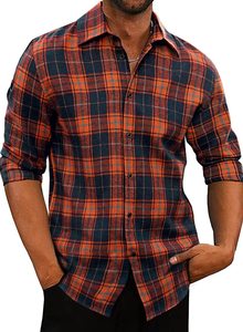 Camisa de Franela Informal de Alta Calidad, Color Oscuro Sólido, Manga Larga, 100% Algodón, Bordada, Ecológica, Transpirable, Estilo Burberry Rojo - Product Image 4