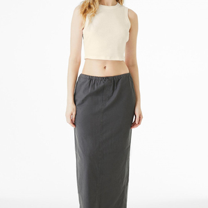 Débardeur court noir sans coutures pour femme, style streetwear, avec design personnalisé au dos, sans manches - Product Image 2