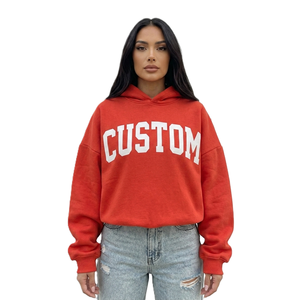 New Arrival Custom Women's Big Letter <b>Back</b> Print Hoodies Oversized <b>Drop</b> Shoulder Fleece Cotton Casual Pullover Hoodie Supplier - Product Image 4