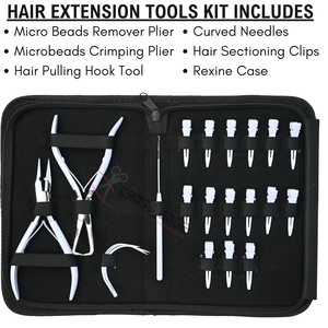 Kit de Herramientas Todo en Uno para Extensiones de Cabello Blanco: Alicates de Microperlas, Alicates para Quitar Perlas, Gancho de Extracción, Agujas Curvas, Clip de Estilizado - Product Image 2