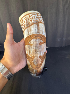 Jarra de Cerveza Vikinga de Cuerno, Taza Tradicional Hecha a Mano, Jarra Escandinava Rústica Medieval para Bar - Product Image 6