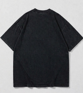 เสื้อยืดสตรีทแวร์ทรงโอเวอร์ไซส์ ผ้าคอตตอนถักน้ำหนักมาก 100% ทรงบ็อกซี่ ไหล่ตก พิมพ์โลโก้ด้านหน้า ป้องกันขนร่วง - Product Image 6