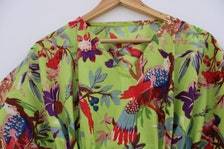 Robes kaftan en coton pour femmes, 100% coton, imprimé oiseaux, coupe ample, col en V, imprimé numérique, vêtements de détente d'été, robe de nuit - Product Image 5