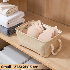 Customised Handwoven Sustainable Folding Cloth <b>Storage</b> Cube Stocked <b>Square</b> <b>Storage</b> <b>Basket</b> with Cotton Rope Handle for Toys - Product Image 4