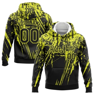 Sudadera con Capucha Deportiva OMMIZ INDUSTRY al por Mayor, Personalizada, Negra con Amarillo Neón, Diseño 3D con Patrón Splash Grunge Art - Product Image 1