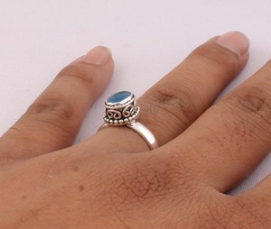 Natural London Blue Topaz <b>Ring</b> 925 Sterling Silver Vintage Style Deep Blue Gemstone <b>Ring</b> for Women Handcrafted Fine <b>Boho</b> Jewelry - Product Image 2